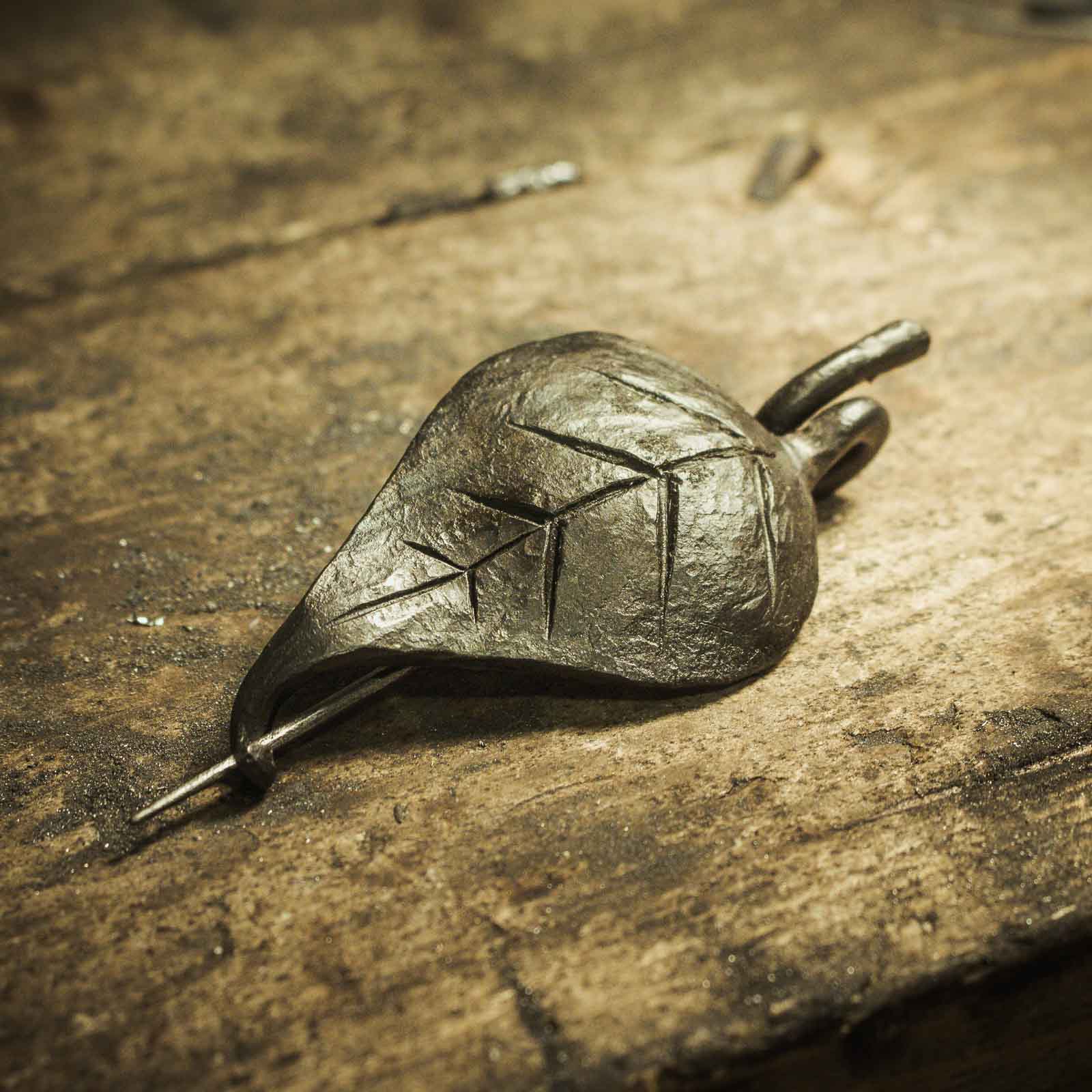 forged leaf brooch