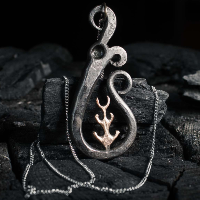 forged jormungandr pendant with yggdrasil