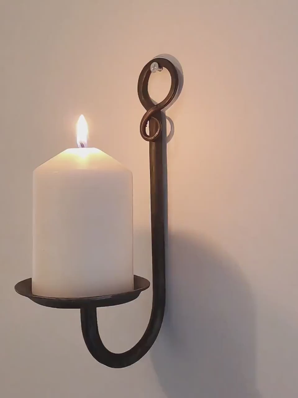 Rustic Wall Mounted Candle Holder, Wrought Iron Sconce, Farmhouse Decor